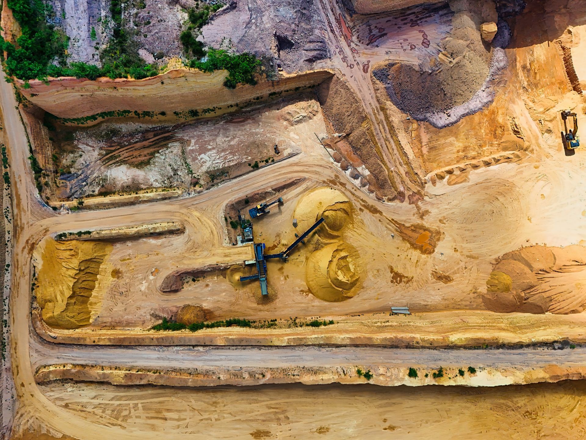 Aerial view of gold exploration terrain in the Birimian greenstone belts